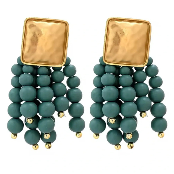 Zara Blue Cascade Beaded Earrings - Picture 5 of 9